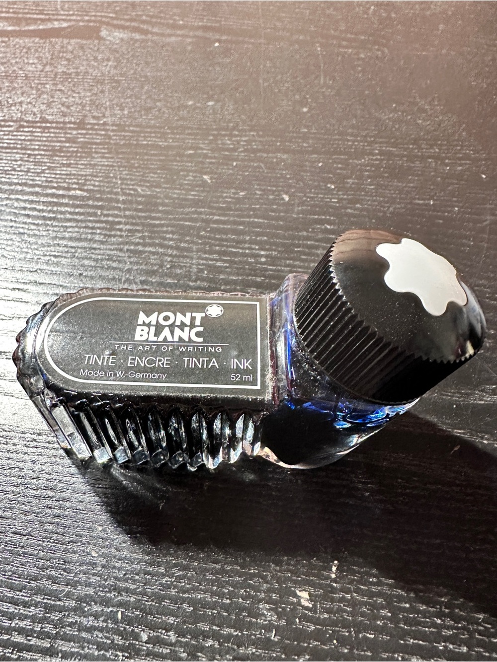 MONT BLANC 52 ML Vintage Glass Inkwell Ink Bottle W. Germany Black -new
